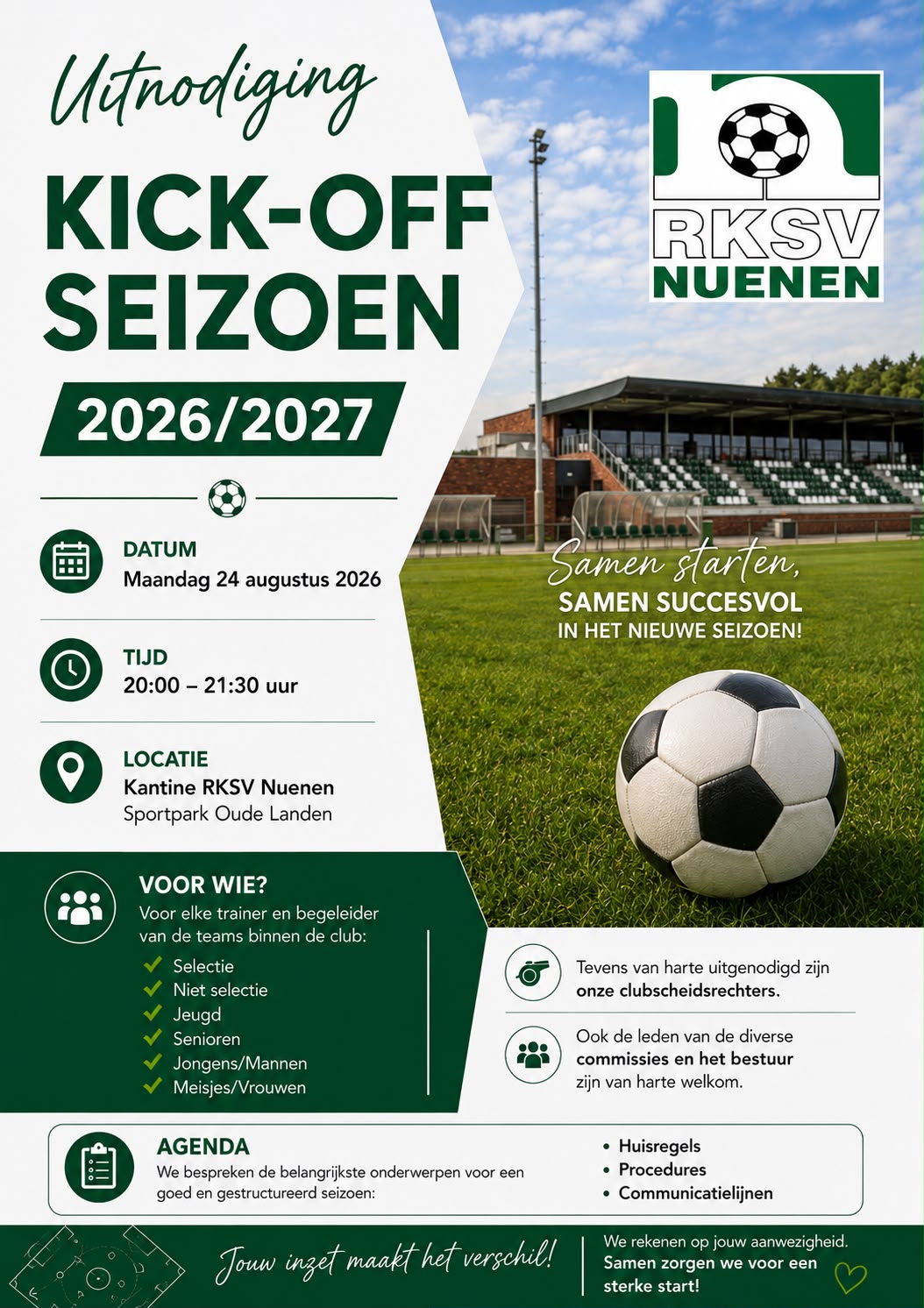 Uitnodiging Kick-Off Seizoen 2026/2027