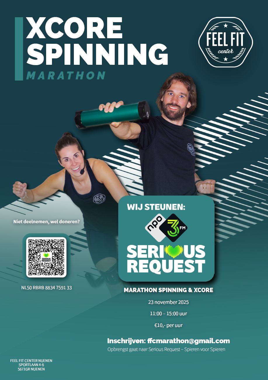 Spinning / Xcore marathon bij Feel Fit Center voor het goede doel
